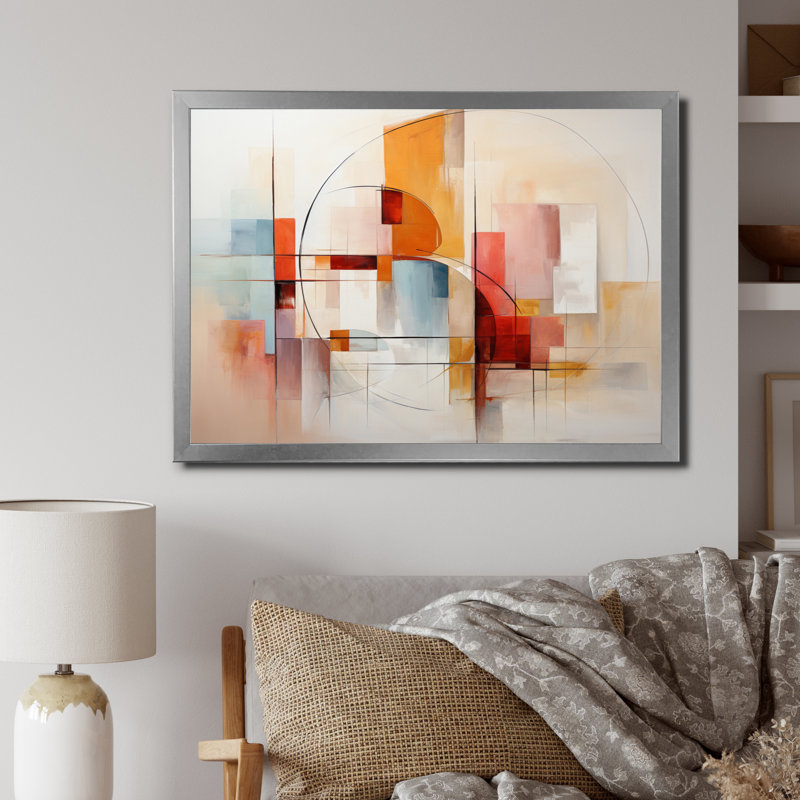 Jamas, paysage abstrait entrelacé, H 30 po x l 40 po x P 1,5 po, Cadre simple argenté