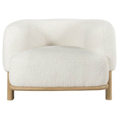 Fauteuil d'appoint ivoire / naturel à dossier demi-tonneau