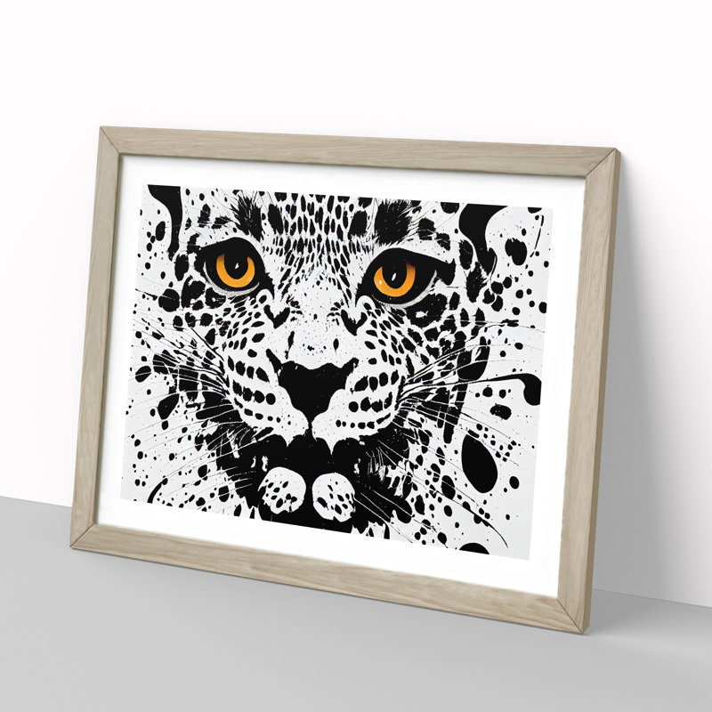 Leopard Splatter - Single Picture Frame Print, 25cm H x 34cm W x 2cm D, Oak