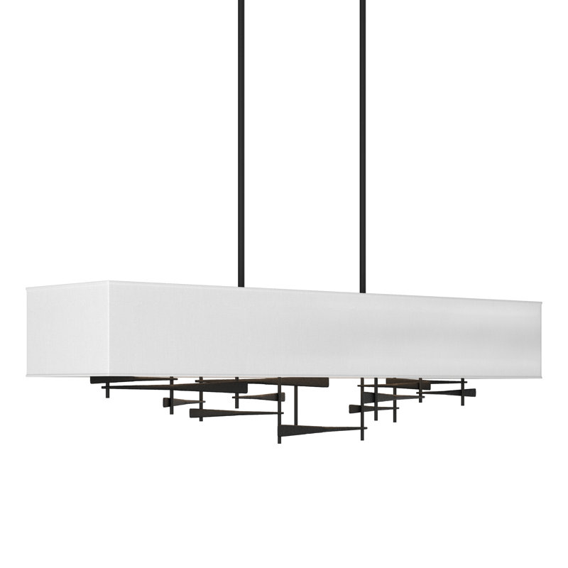 Cavaletti 4 - Light Kitchen Island Rectangle Pendant, Natural Anna, Black