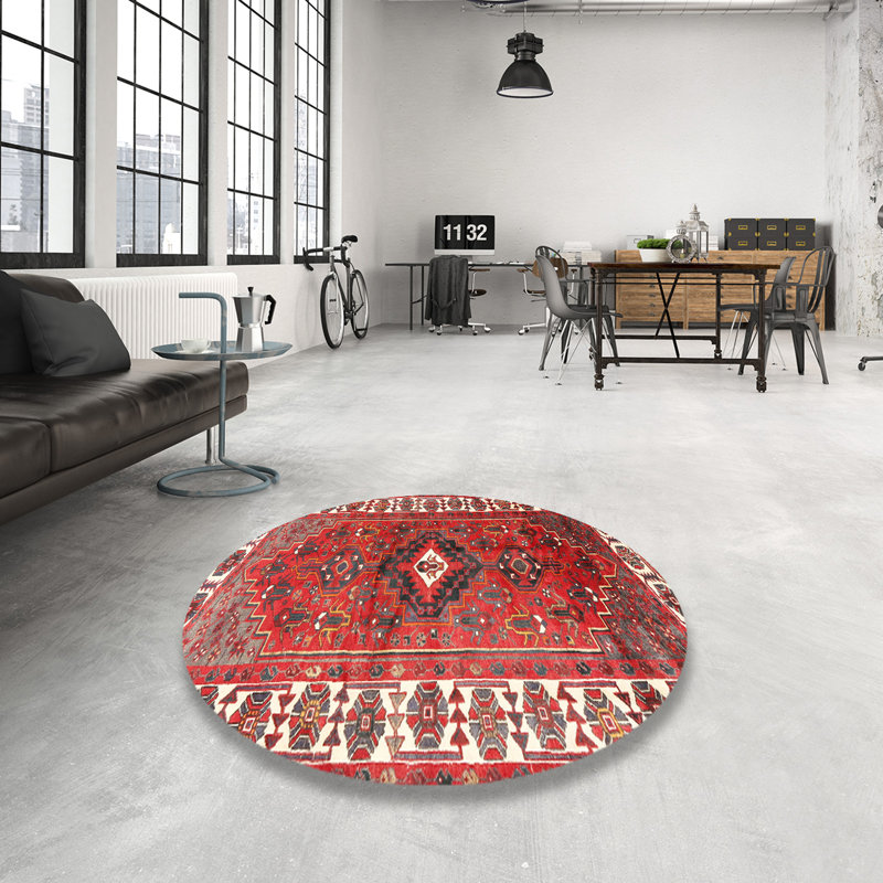 Tapis rouge à motif sud-ouest, Rond 4 pi