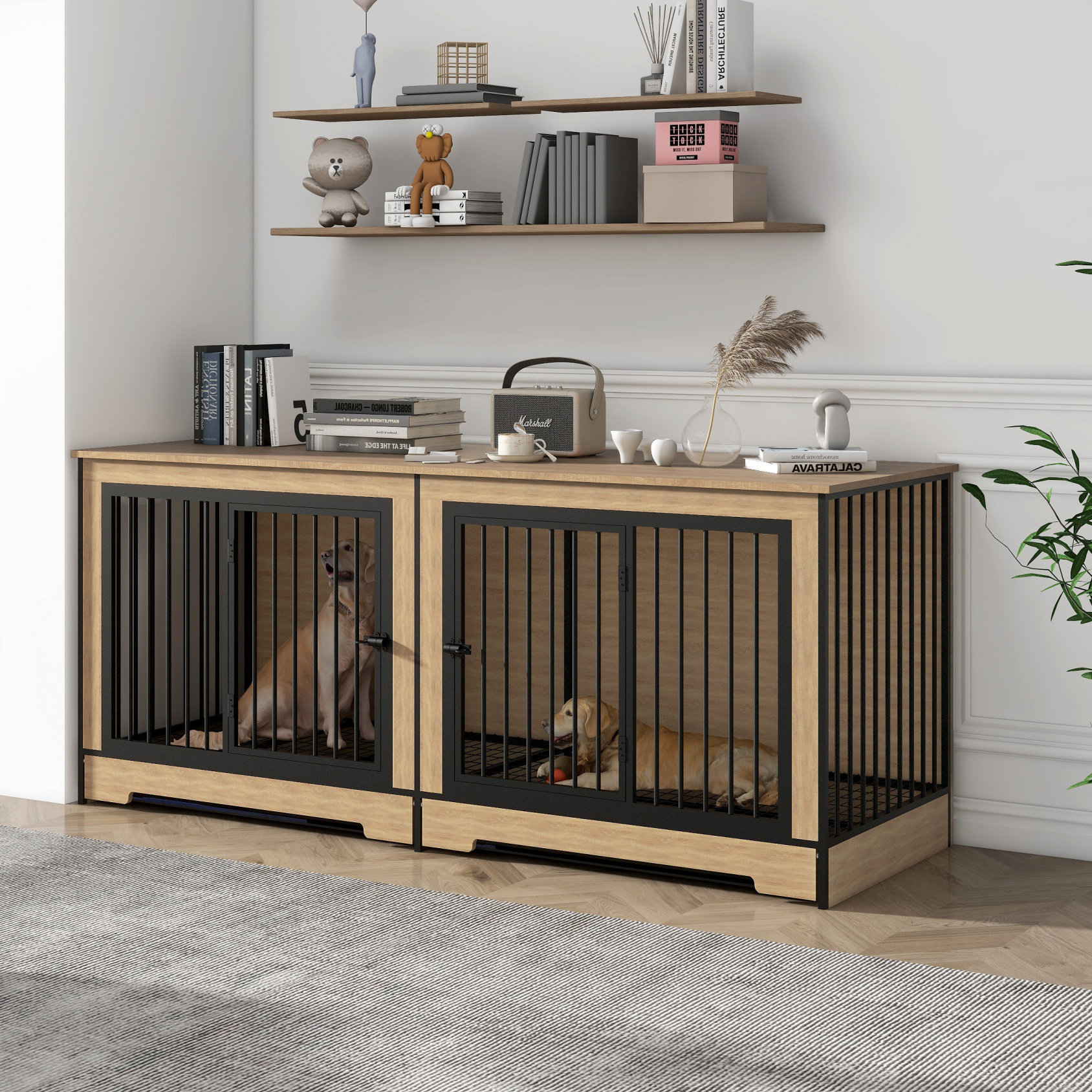 Tucker Murphy Pet™ Furniture Style Pet Crate With Tray And Divider ... - Pet Crate Display And Storage Unit