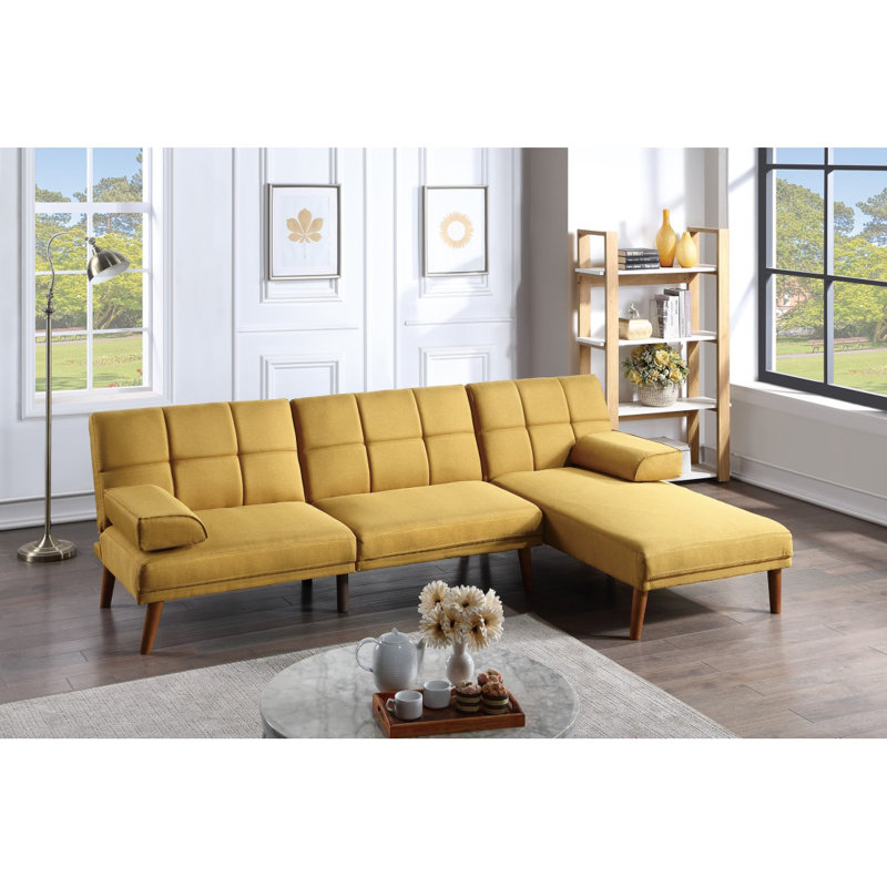 Upholstered 71'' Sofa, Yellow Polyfiber