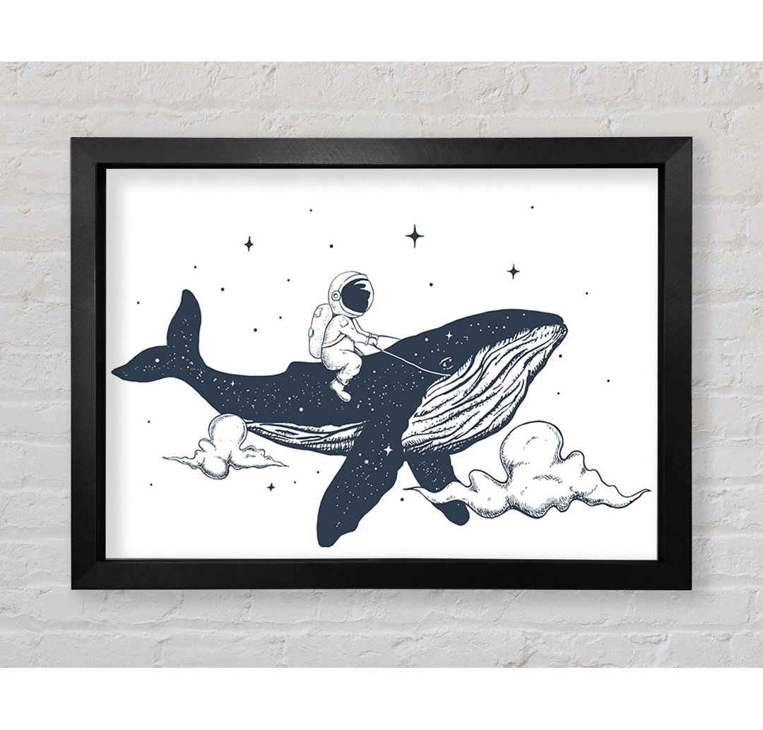 Astronaught On A Whale Gerahmter Druck Wandkunst