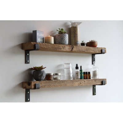Tablette décorative en bois massif 2 pièces Brennon