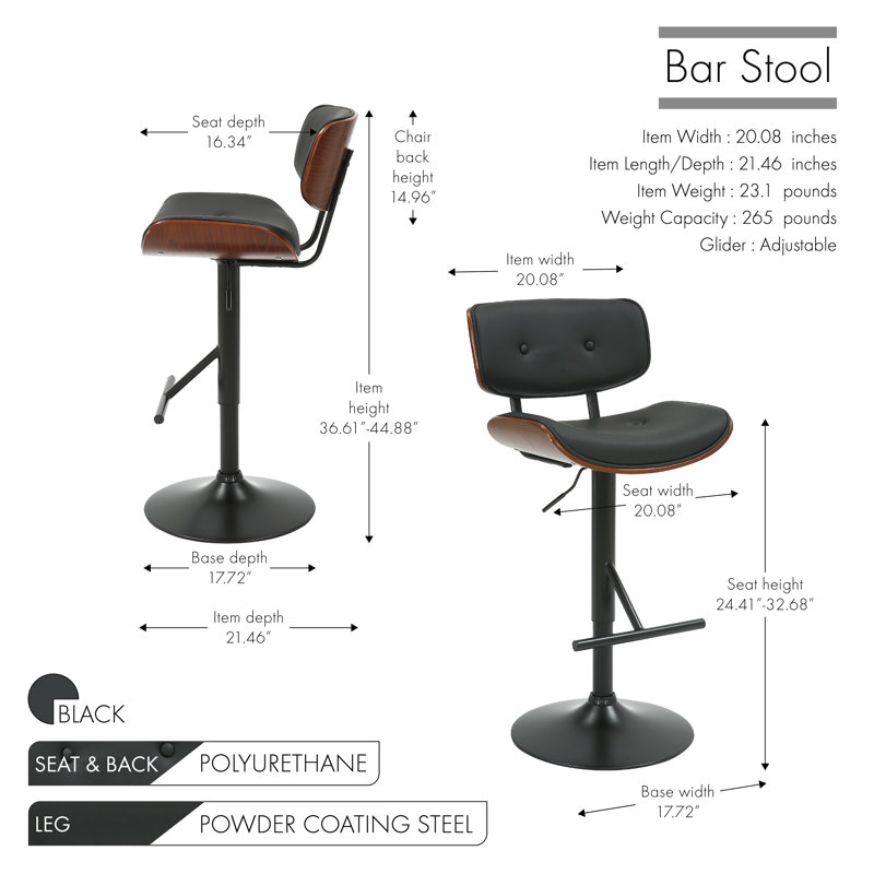 Tabouret de bar Pehrson, Noir
