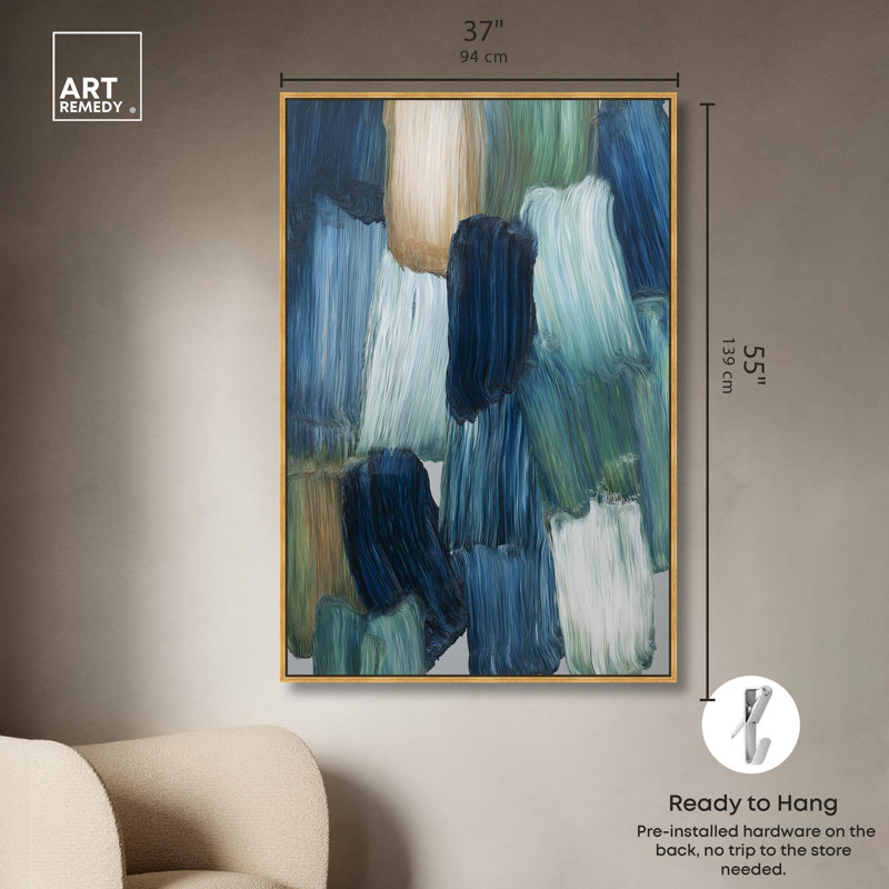 «Riptide I», reproduction d'art sur toile par Art Remedy, H 54 po x l 36 po, Cadre doré