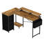  Gaming Desk L Shaped with USB Charging Port Power Outlet Walnut Color