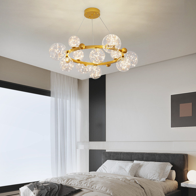 Lustre moderne 33,8 "à DEL or avec 12 lumières