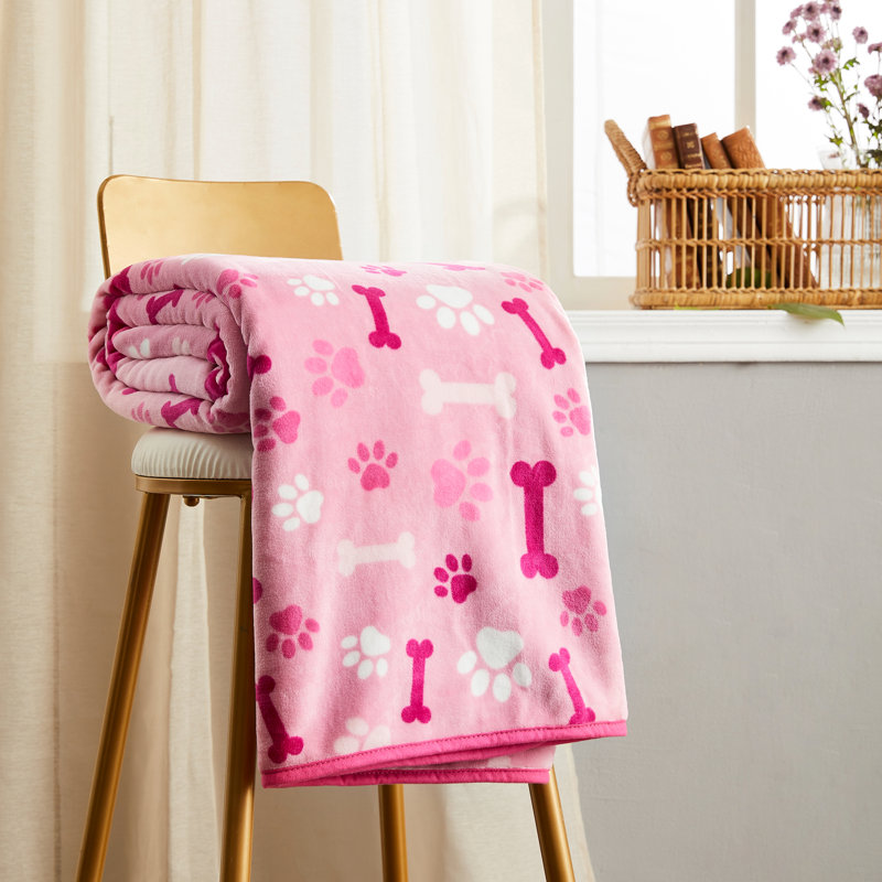 Pink Reversible Fleece Pet Blanket 32" x 24"