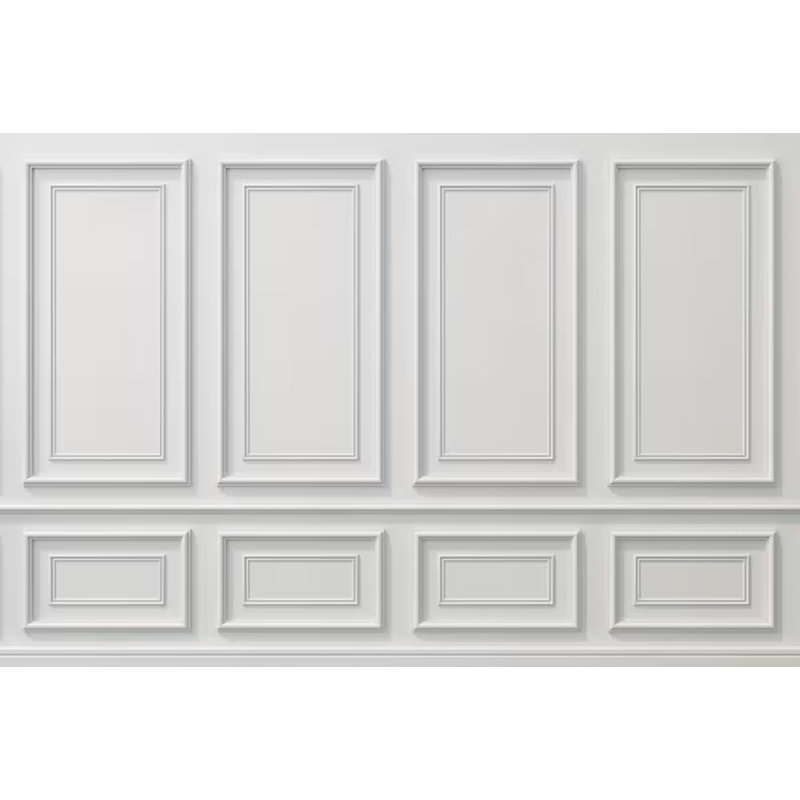 Panneau mural gris doux classique à motif de lambris élégant, L 108 po x l 160 po