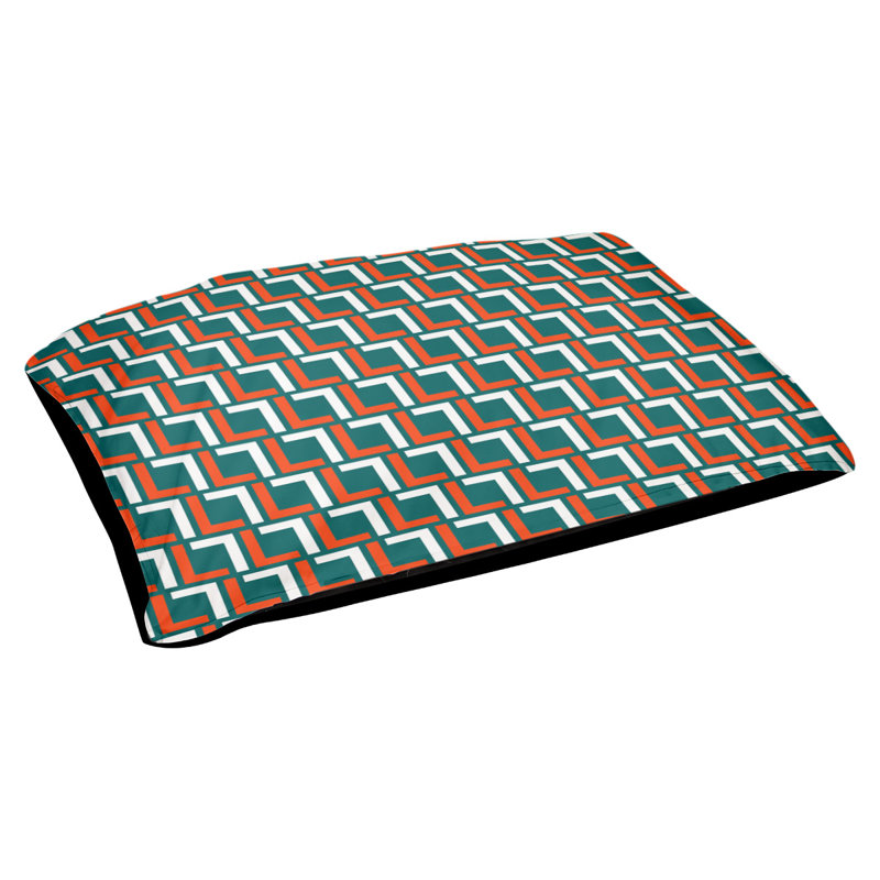 Coussin d'extérieur pour chien Tuileries, Très grand (l 40 po x P 50 po x H 6 po), Turquoise / orange / blanc