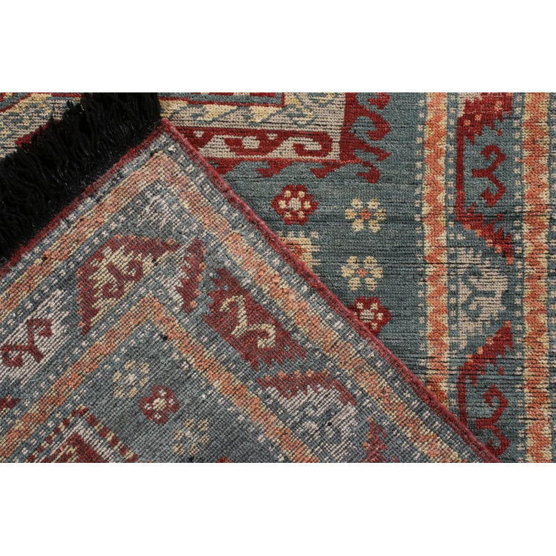 Rug & Kilim’S Tribal Rug In Blue And Red Medallion Pattern, Runner 3' x 12'