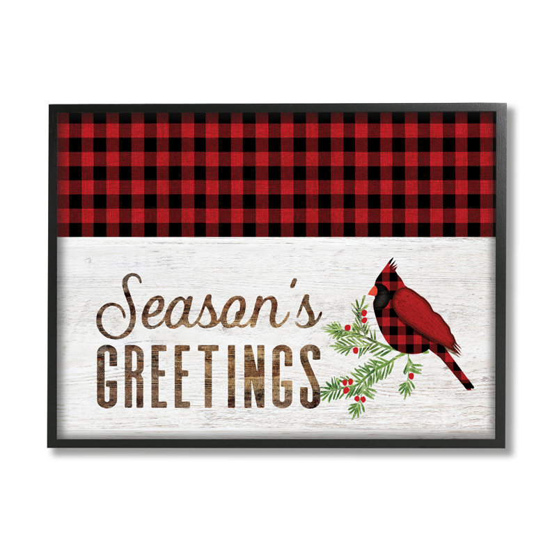 Seasonal Greetings Expression Cardinal rouge, Giclée encadrée noir minuit, H 24 po x l 30 po