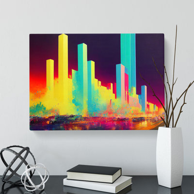 Dripping Paint City Skyline Vol.1 - Wrapped Canvas Print
