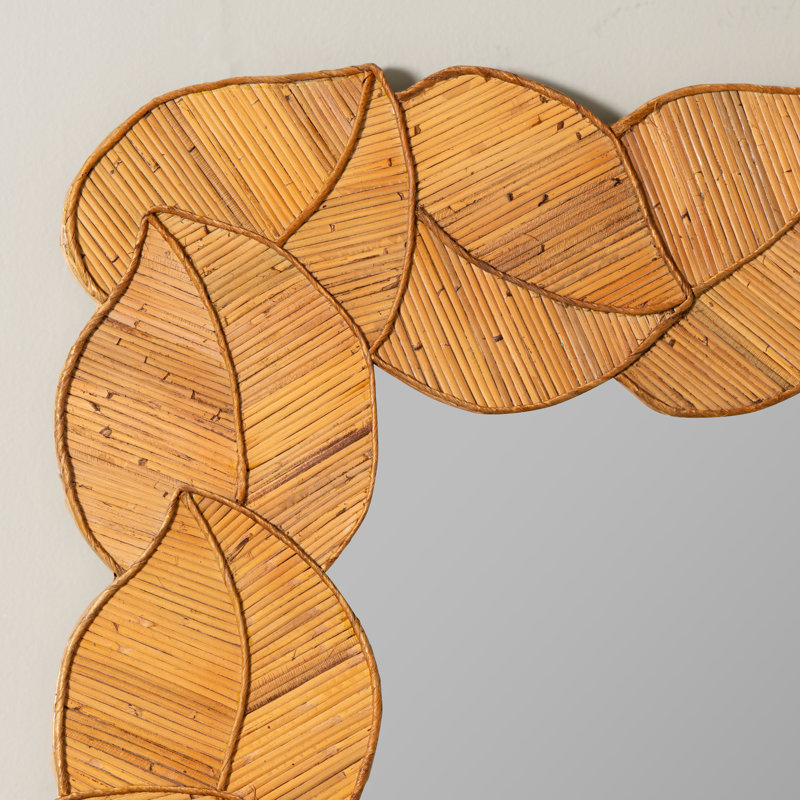 Palm Rectangle Rattan Mirror