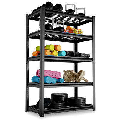Étagères de rangement robustes en métal 3100LBS, tablettes de garage réglables à 5 niveaux pour garde-manger, étagère de rangement, support en acier noir l 35,43 po x P 15,74 po x H 72,05 po