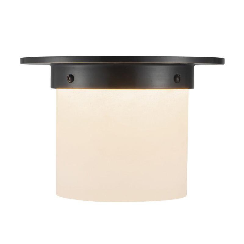 Mineral 8-in Brass Flush Mount, Oil Rubbed Bronze, Alabaster