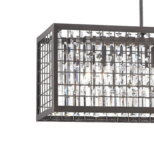Lustre linéaire à 4 lumières de 37 po de large Nadina - Fer argenté