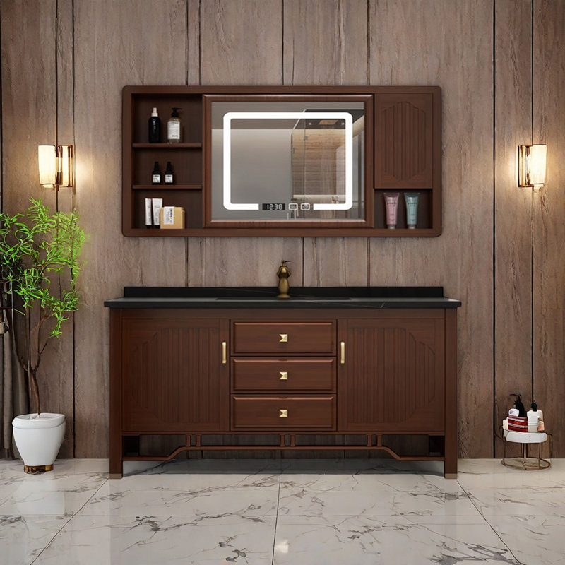 High-end retro and simple bathroom cabinet, 59"