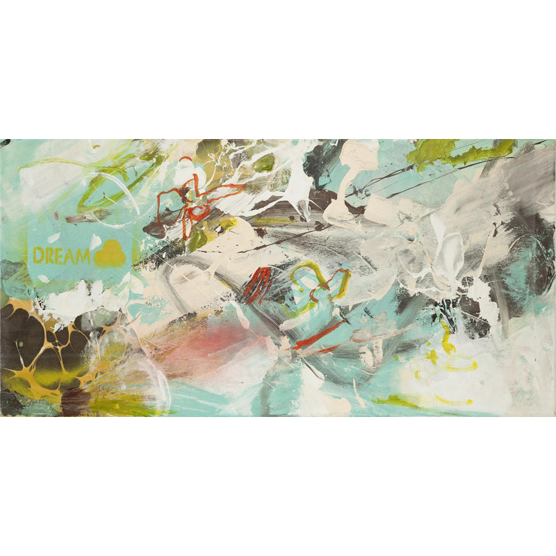 «Dream Dream Ii», reproduction d'art sur toile géante, Bleu sarcelle pâle, vert, brun, blanc