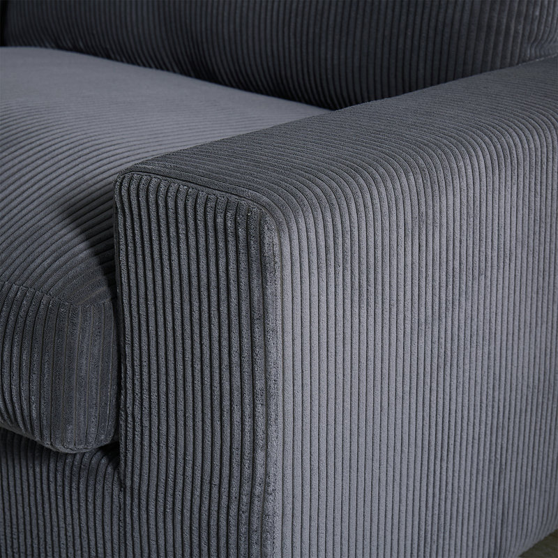 Corduroy U-Shaped Sectional Reversible, Gray Corduroy
