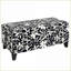 Repose-pieds avec rangement, tissu floral, charnières à fermeture en douceur | Multifonctionnel pour le salon / la chambre à coucher | Noir | Bois-1609721733
