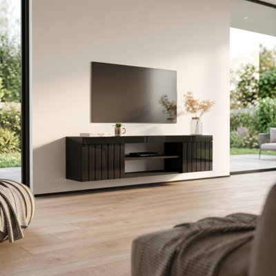 Meuble télé 70,9 po avec finition ultrabrillante