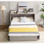 Grand lit avec rangement, matelas en mousse pliable et borne de charge, lit convertible gris, fonction de rangement, quai-248375896