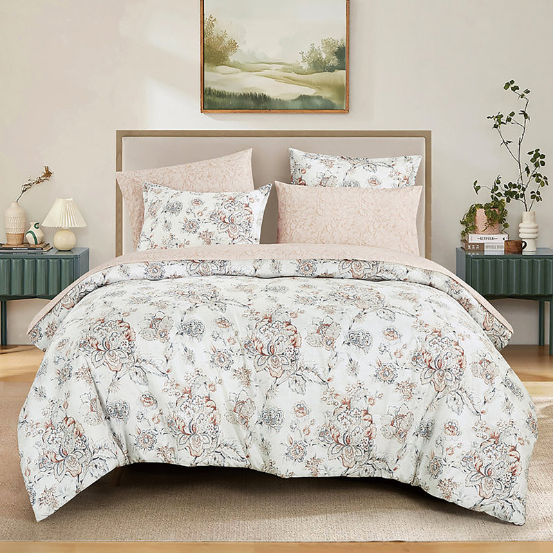 Grand lit - Ensemble d'édredon floral moderne 7 pièces