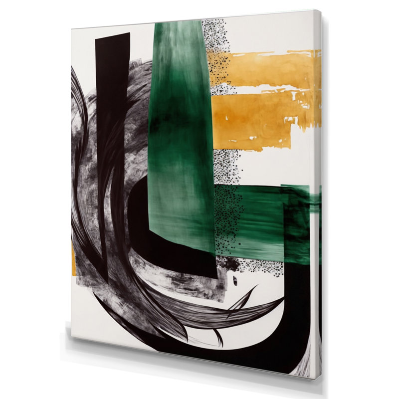 Art moderne moderne vert déco VI - art abstrait transitionnel, H 32 po x l 16 po x P 1 po, Toile tendue