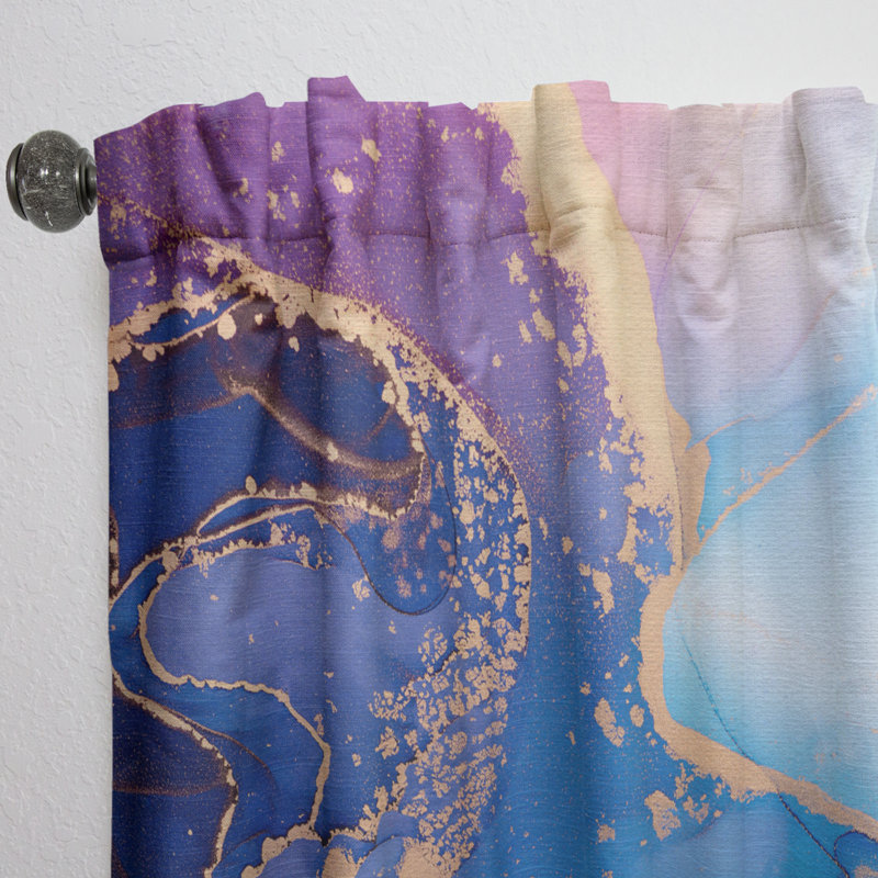 Bleu et mauve luxueux, art abstrait fluide V - rideau abstrait - velours obscurcissant - 1 panneau, L 52 po x L 63 po