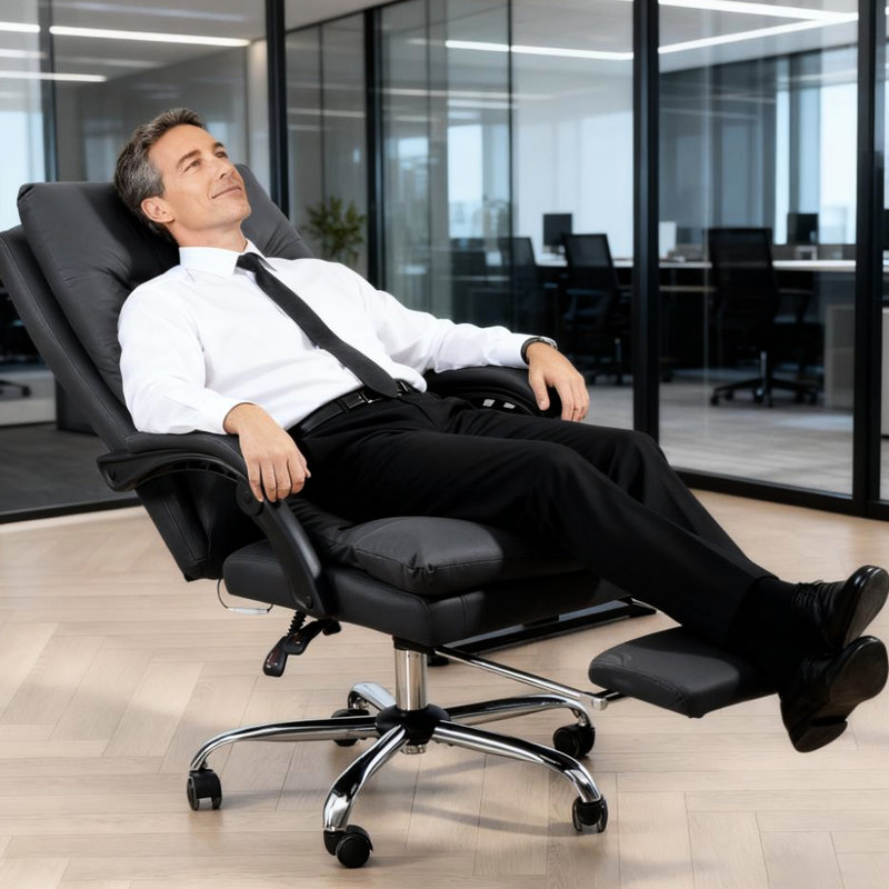 Fauteuil de massage inclinable chauffant en microfibre, gris foncé - inclinable 135, cinq modes, roues pivotantes pour fauteuil de mobilité avec repose-pieds, chauffage lombaire, rembourrage à deux niveaux, télécommande câblée