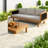 Modern Patio Sofas, Acacia Wood Frame, Coastal Style For Deck