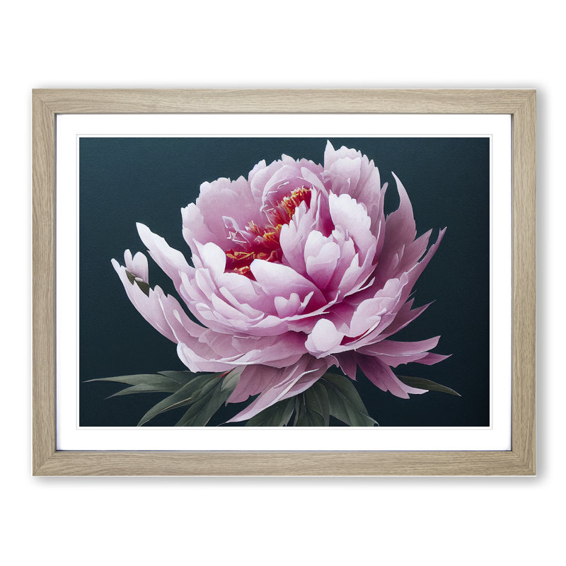 Marvellous Peony Flower - Framed Print, 46cm H x 64cm W x 2cm D, Oak