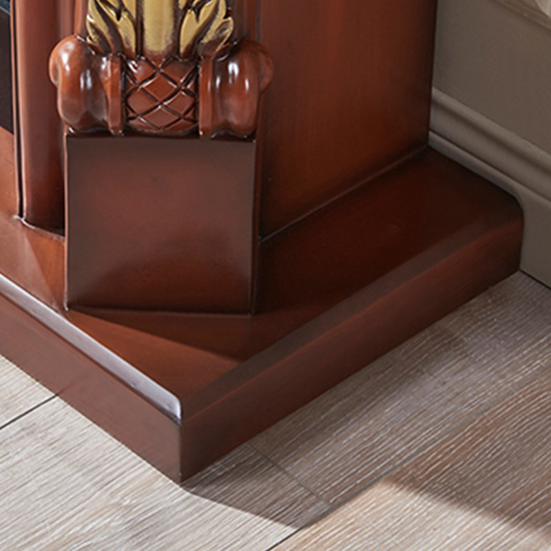 Solid Wood Electric Fireplace, Brown