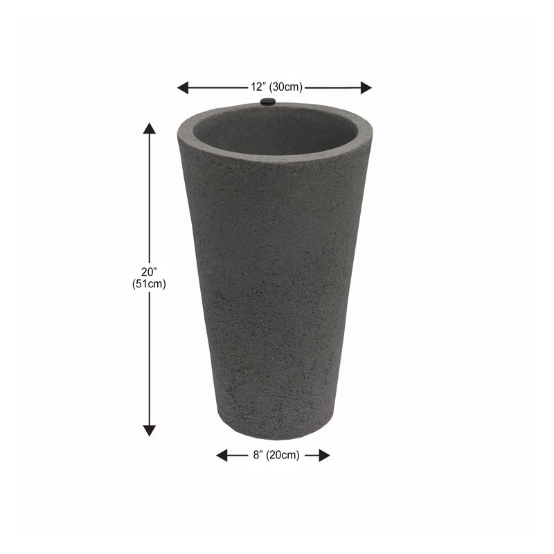 20" Tall Gray Recycled Material Self-Watering Outdoor Planter Set
