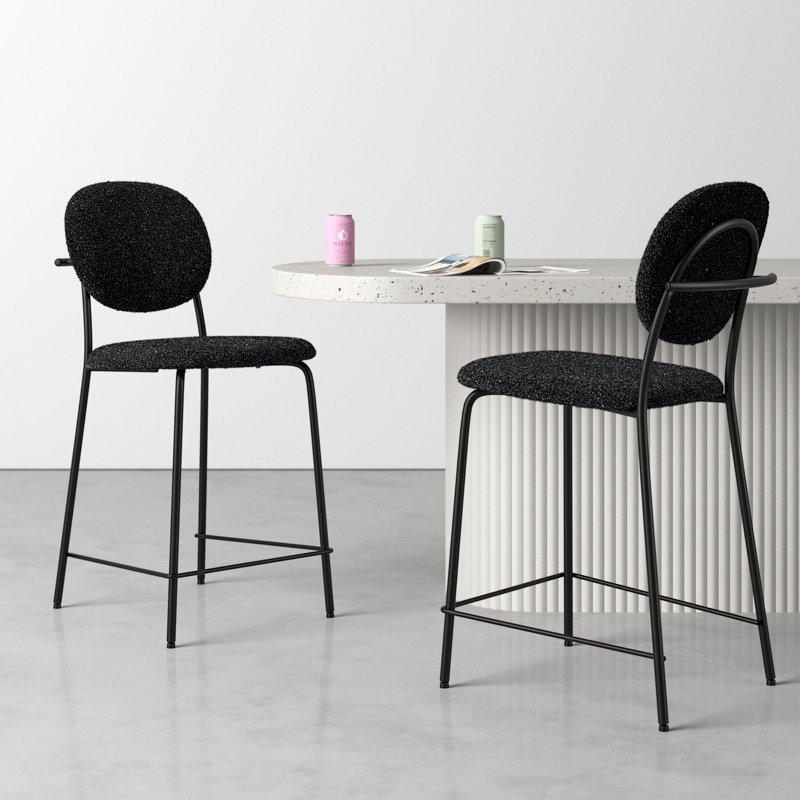 Alec Boucle Bar & Counter Stool, Counter Stool (23” Seat Height), Black