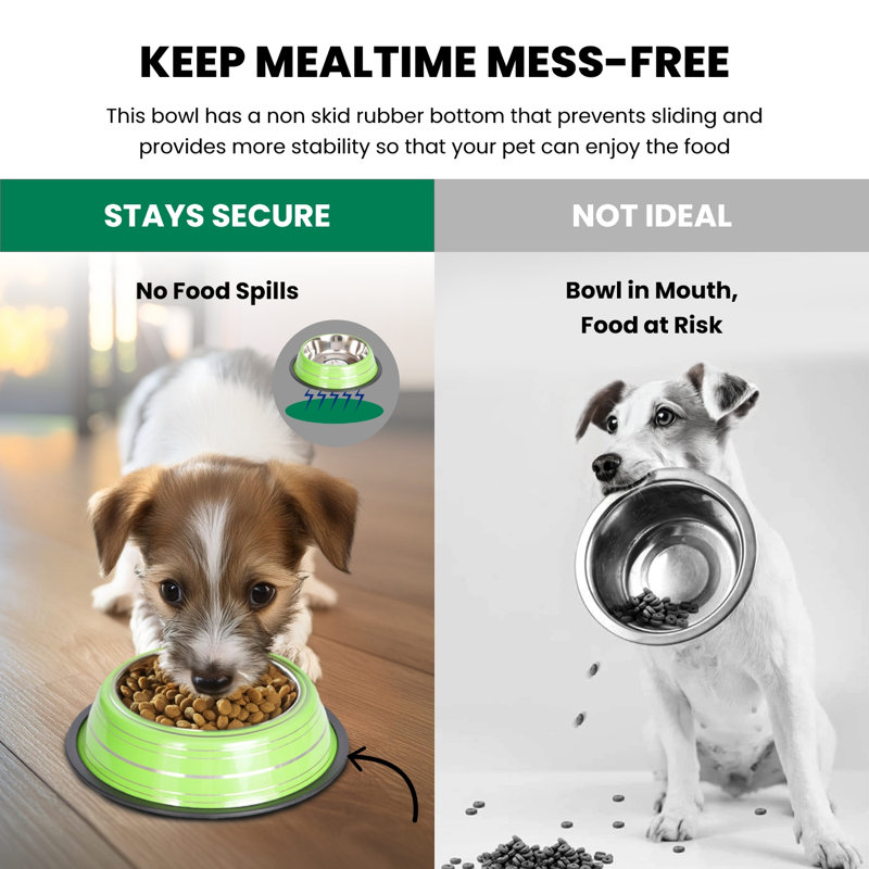 Bol anti-dérapant pour animaux, Vert, Grand (8 tasses / 64 oz liquide)