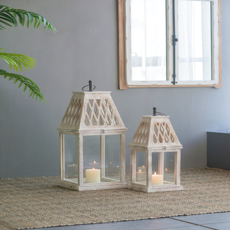 Ensemble de 2 lanternes de jardin Ramsey, L: 10,5 x 10,5 x 32 po: 8 x 8 x 25 po