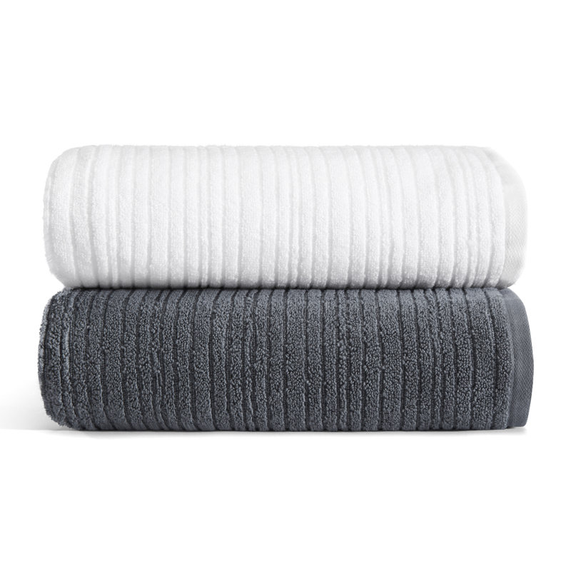 Kenneth Cole Brooks Cole Reaction Quick Dry 3 Piece 100% Cotton Towel Set, Charcoal