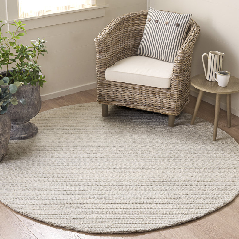 Ebony 753 Hand Tufted 80% Wool; 20% Cotton Striped Rug, 6' X 6' Round