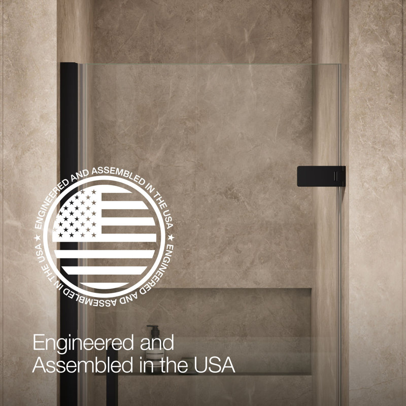 Composed 29-5/8-In30-3/8-In W X 71-1/2-In H Frameless Pivot Shower Door With 3/8-In Crystal Clear Glass And Back-To-Back Vertical Door Pulls