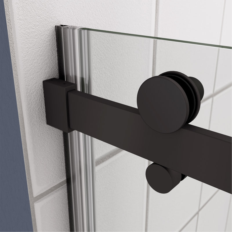 Porte de douche en verre, porte coulissante, avec verre trempé de 5/16 po, Noir