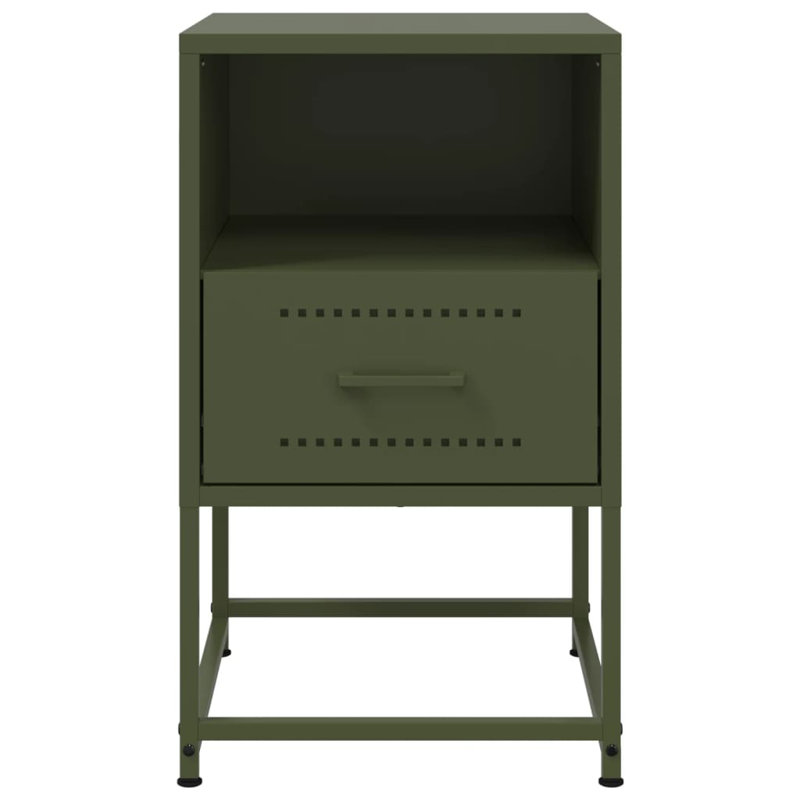 Andrietta 36cm W Steel Bedside Table, Olive Green, 1