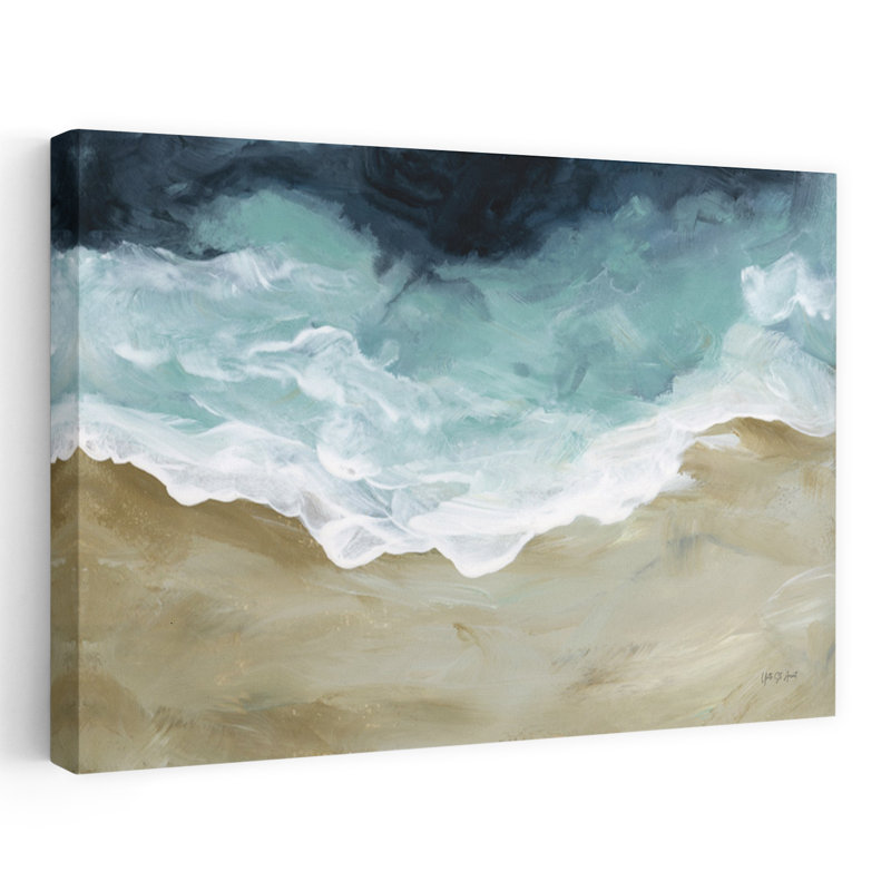 Art contemporain contemporain, paysage de plage abstrait, H 16 po x l 24 po