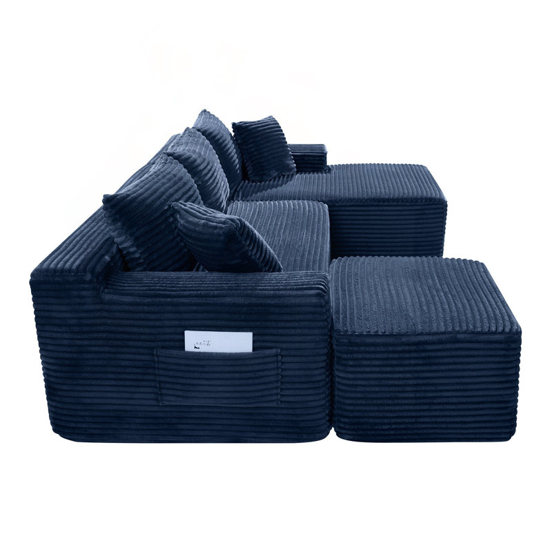 Canapé modulaire en U avec siège profond et sans assemblage, Right Hand Facing, Blue Corduroy