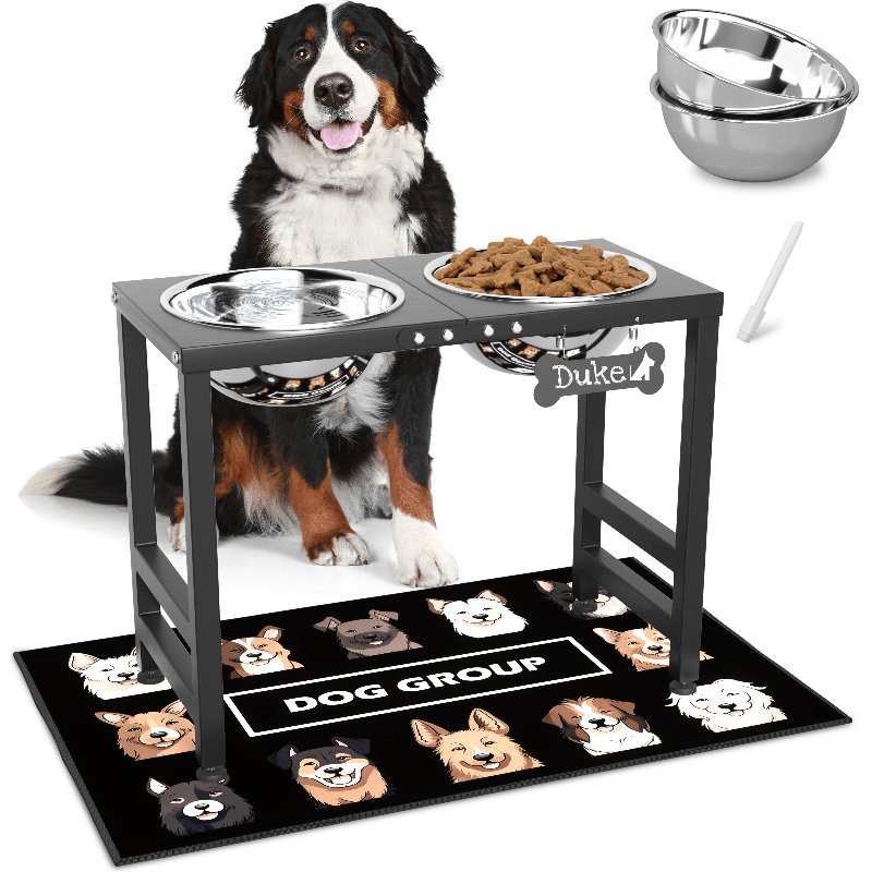 Bols pour chien en métal surélevés pour chiens de très grande taille, support pour chien surélevé avec tapis de nourriture et bols pour chien de 3000 ml, mangeoire d'eau pour chien de 17,1 po / 43,5 cm de hauteur pour race de très grande taille