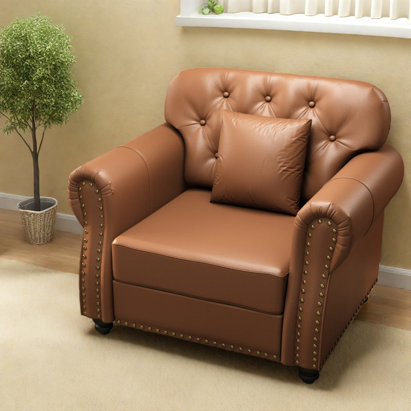 Fauteuil compact en similicuir avec repose-pieds Chesterfield Home Lounge