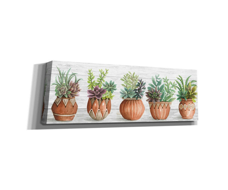 «Terracotta Pots I» par Cindy Jacobs, art mural sur toile, H 12 po x l 36 po x 1,5 po